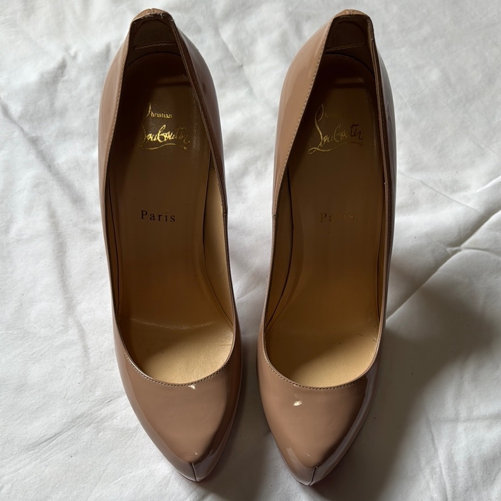 Christian Louboutin Tan Patent Leather Heels